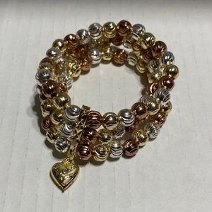 3 layers Gold, Silver, and Bronze Beaded Bracelet